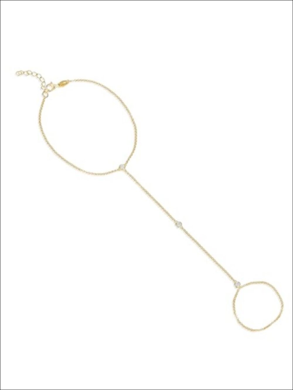Lab Grown Diamond Hand Chain Bracelet Gold Plated 0.20 CTTW Round Adjustable